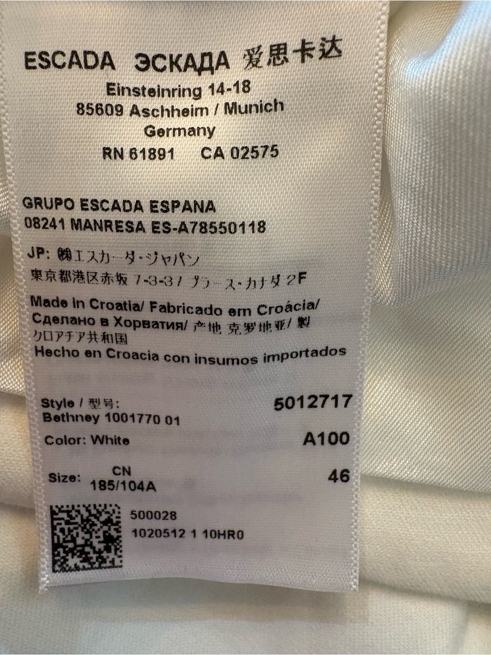 Escada Bethney Blazer Womens 46 US XL White Pick Stitch Shawl Lapel - Picture 7 of 10